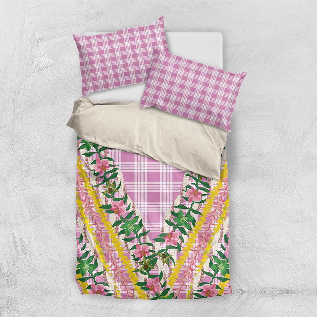 Hawaii Pikake Lokelani Plumeria Lei Bedding Set Pink Palaka Motifs LT05 US Twin 172cm x 218cm Pink - Polynesian Pride