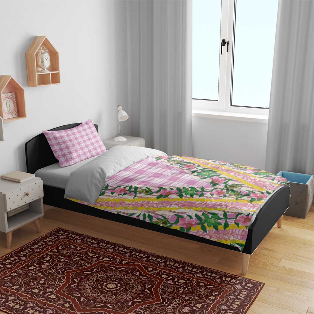 Hawaii Pikake Lokelani Plumeria Lei Bedding Set Pink Palaka Motifs LT05 - Polynesian Pride