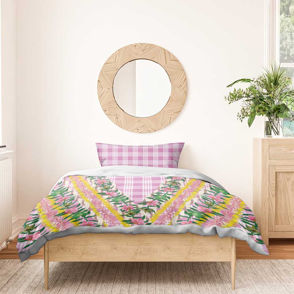 Hawaii Pikake Lokelani Plumeria Lei Bedding Set Pink Palaka Motifs LT05 - Polynesian Pride