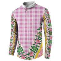 Hawaii Pikake Lokelani Plumeria Lei Button Sweatshirt Pink Palaka Motifs LT05 - Polynesian Pride