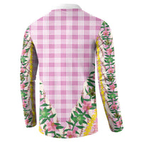 Hawaii Pikake Lokelani Plumeria Lei Button Sweatshirt Pink Palaka Motifs LT05 - Polynesian Pride