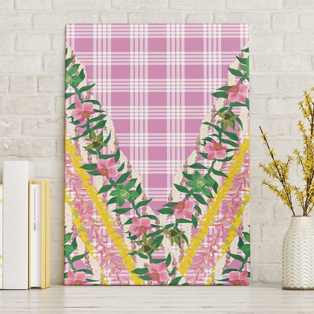 Hawaii Pikake Lokelani Plumeria Lei Canvas Wall Art Pink Palaka Motifs