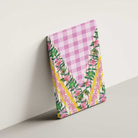 Hawaii Pikake Lokelani Plumeria Lei Canvas Wall Art Pink Palaka Motifs