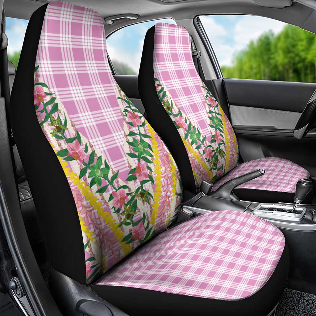 Hawaii Pikake Lokelani Plumeria Lei Car Seat Cover Pink Palaka Motifs LT05 - Polynesian Pride