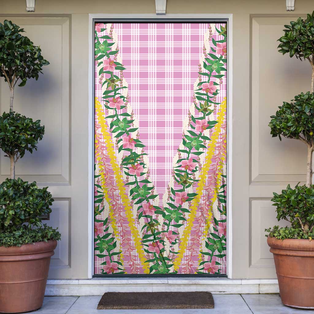Hawaii Pikake Lokelani Plumeria Lei Door Cover Pink Palaka Motifs LT05 Pink - Polynesian Pride