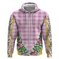 Hawaii Pikake Lokelani Plumeria Lei Hoodie Pink Palaka Motifs LT05 Zip Hoodie Pink - Polynesian Pride