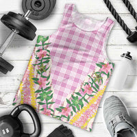 Hawaii Pikake Lokelani Plumeria Lei Men Tank Top Pink Palaka Motifs LT05 - Polynesian Pride