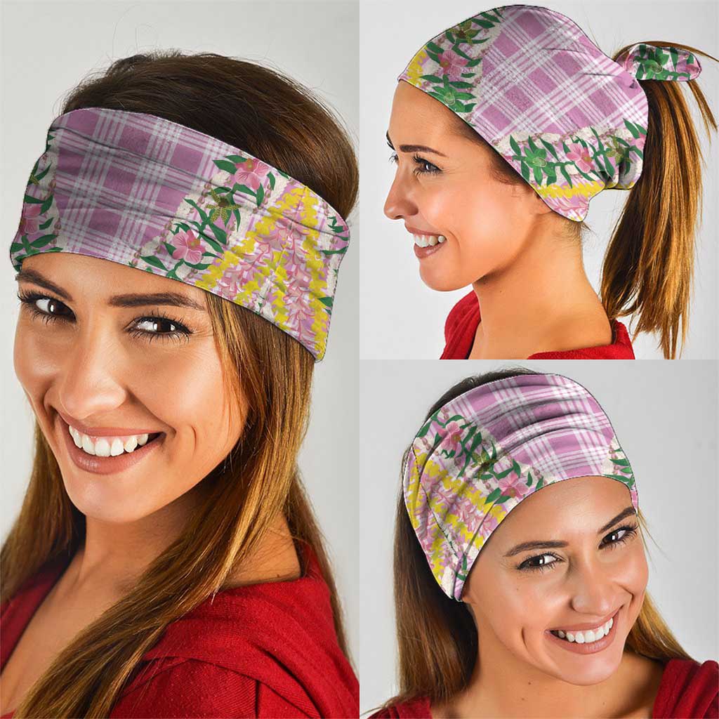 Hawaii Pikake Lokelani Plumeria Lei Neck Gaiter Pink Palaka Motifs LT05 - Polynesian Pride