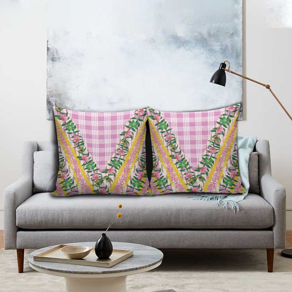 Hawaii Pikake Lokelani Plumeria Lei Pillow Cover Pink Palaka Motifs LT05 - Polynesian Pride