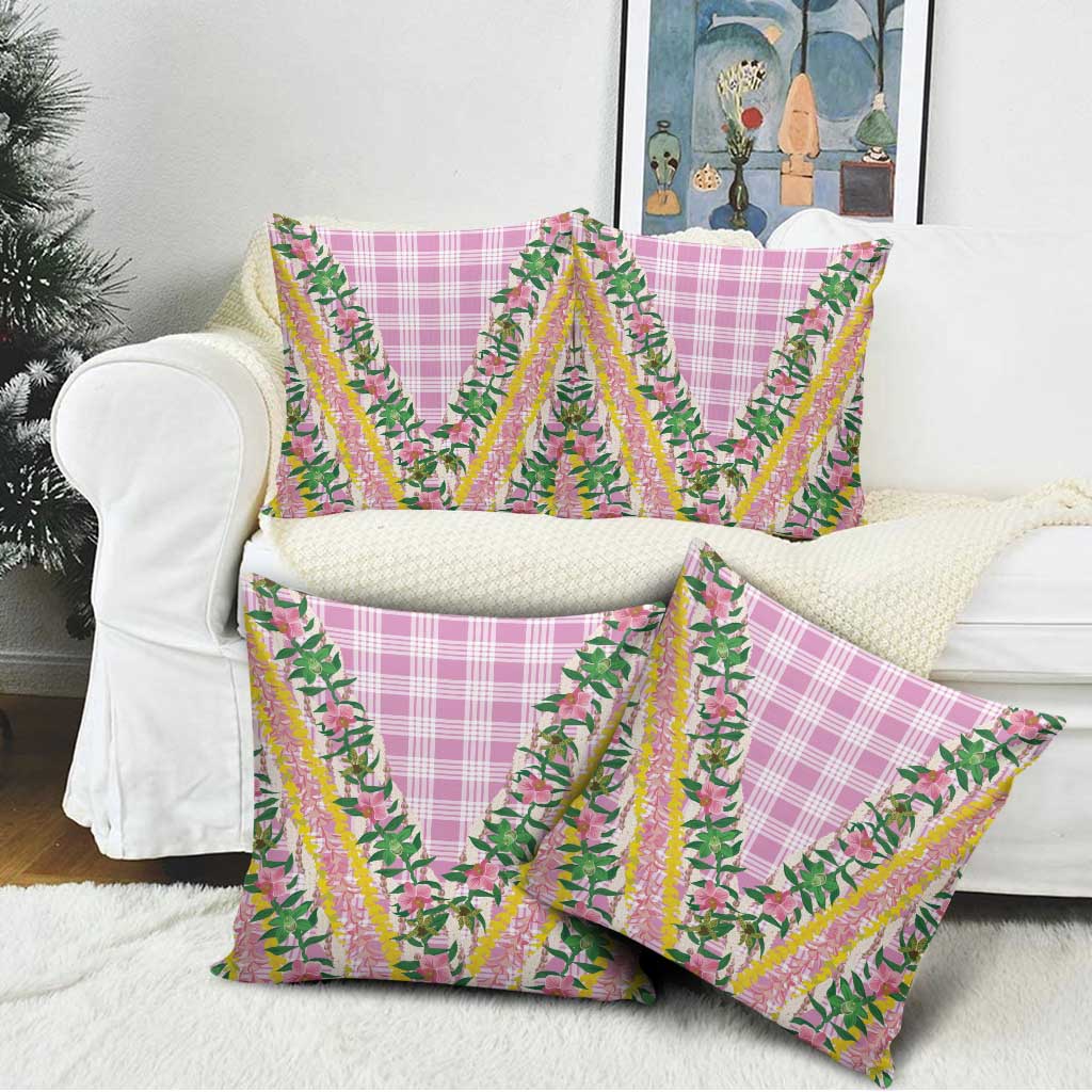 Hawaii Pikake Lokelani Plumeria Lei Pillow Cover Pink Palaka Motifs LT05 - Polynesian Pride
