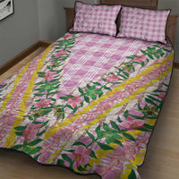 Hawaii Pikake Lokelani Plumeria Lei Quilt Bed Set Pink Palaka Motifs LT05 - Polynesian Pride