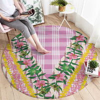 Hawaii Pikake Lokelani Plumeria Lei Round Carpet Pink Palaka Motifs LT05 - Polynesian Pride