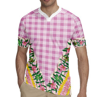 Hawaii Pikake Lokelani Plumeria Lei Rugby Jersey Pink Palaka Motifs LT05 - Polynesian Pride