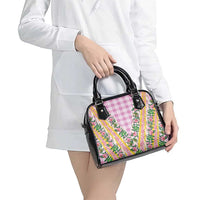 Hawaii Pikake Lokelani Plumeria Lei Shoulder Handbag Pink Palaka Motifs LT05 - Polynesian Pride