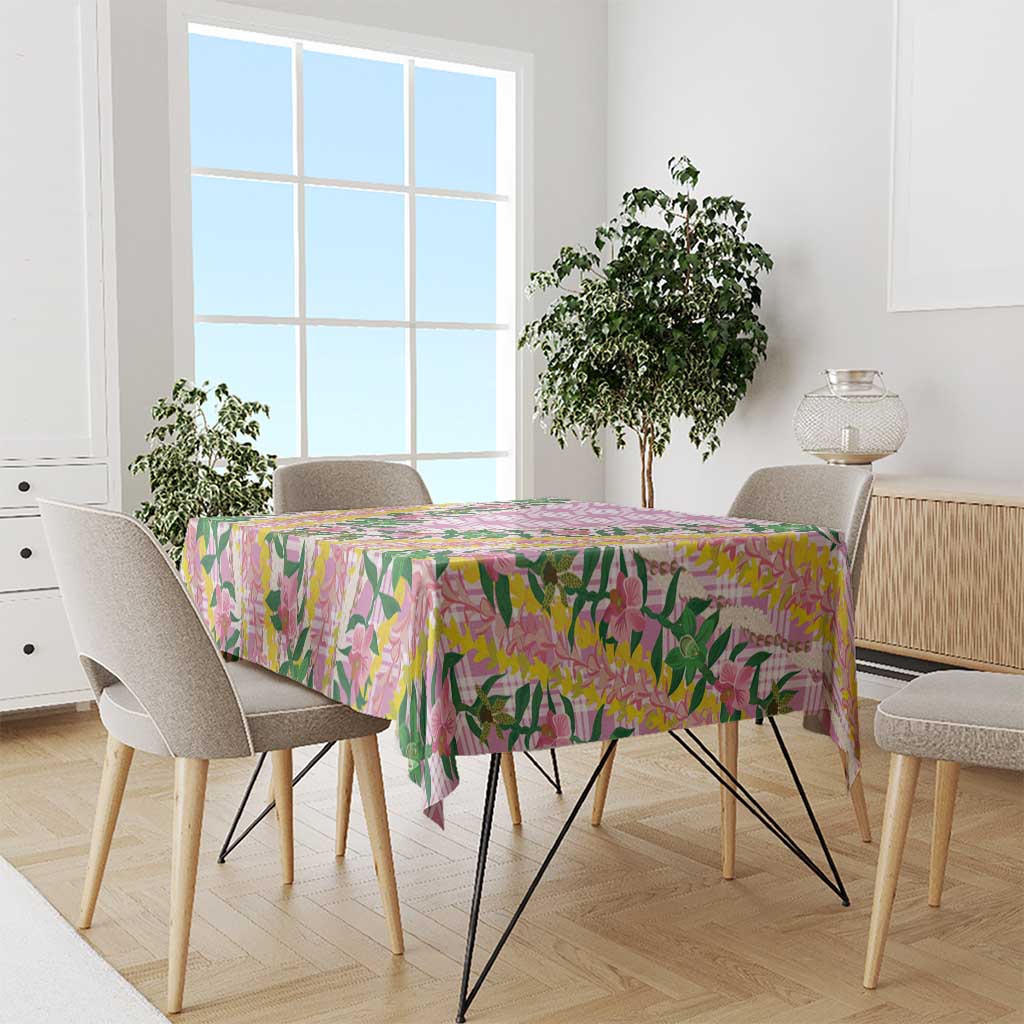 Hawaii Pikake Lokelani Plumeria Lei Tablecloth Pink Palaka Motifs LT05 - Polynesian Pride