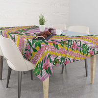 Hawaii Pikake Lokelani Plumeria Lei Tablecloth Pink Palaka Motifs LT05 - Polynesian Pride