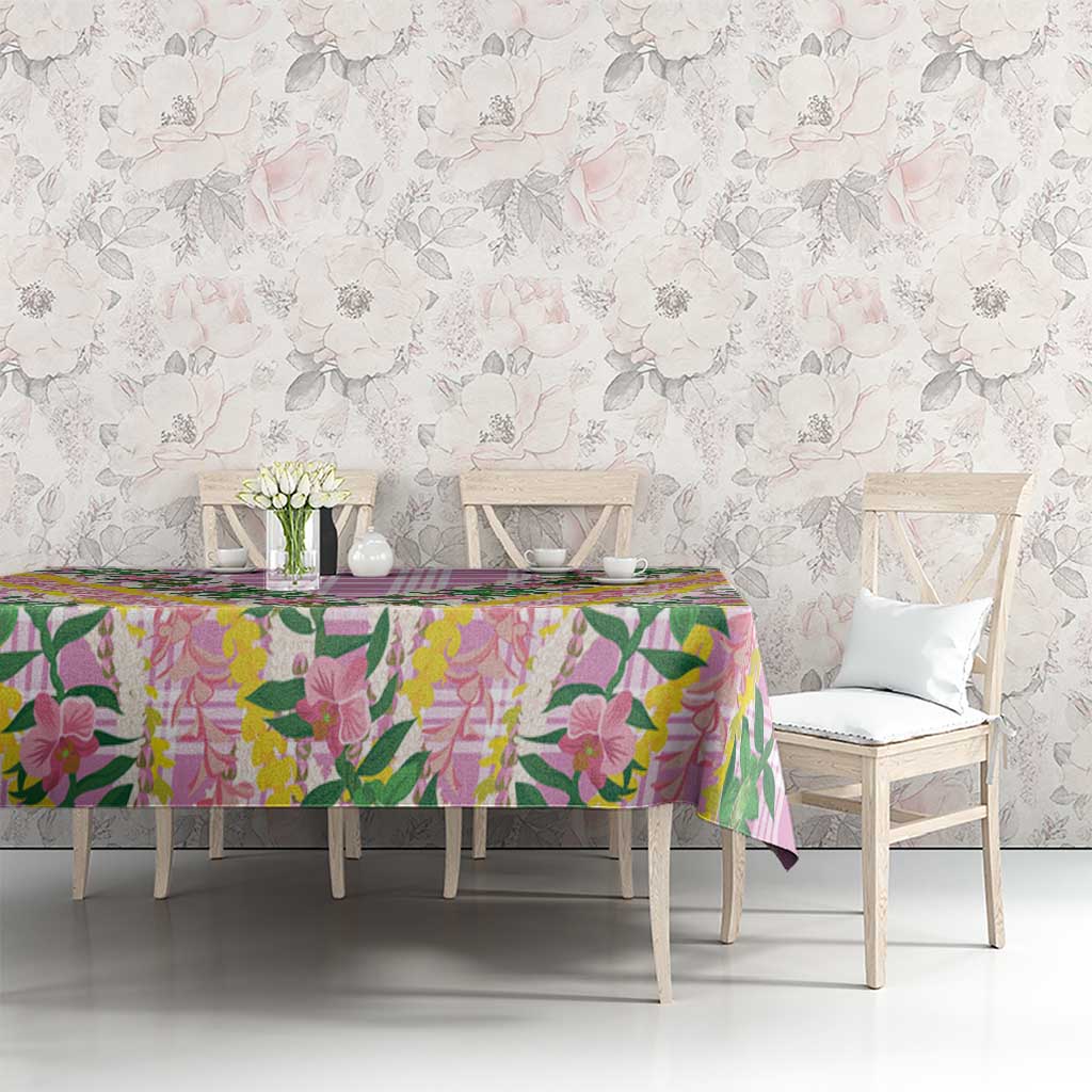Hawaii Pikake Lokelani Plumeria Lei Tablecloth Pink Palaka Motifs LT05 - Polynesian Pride
