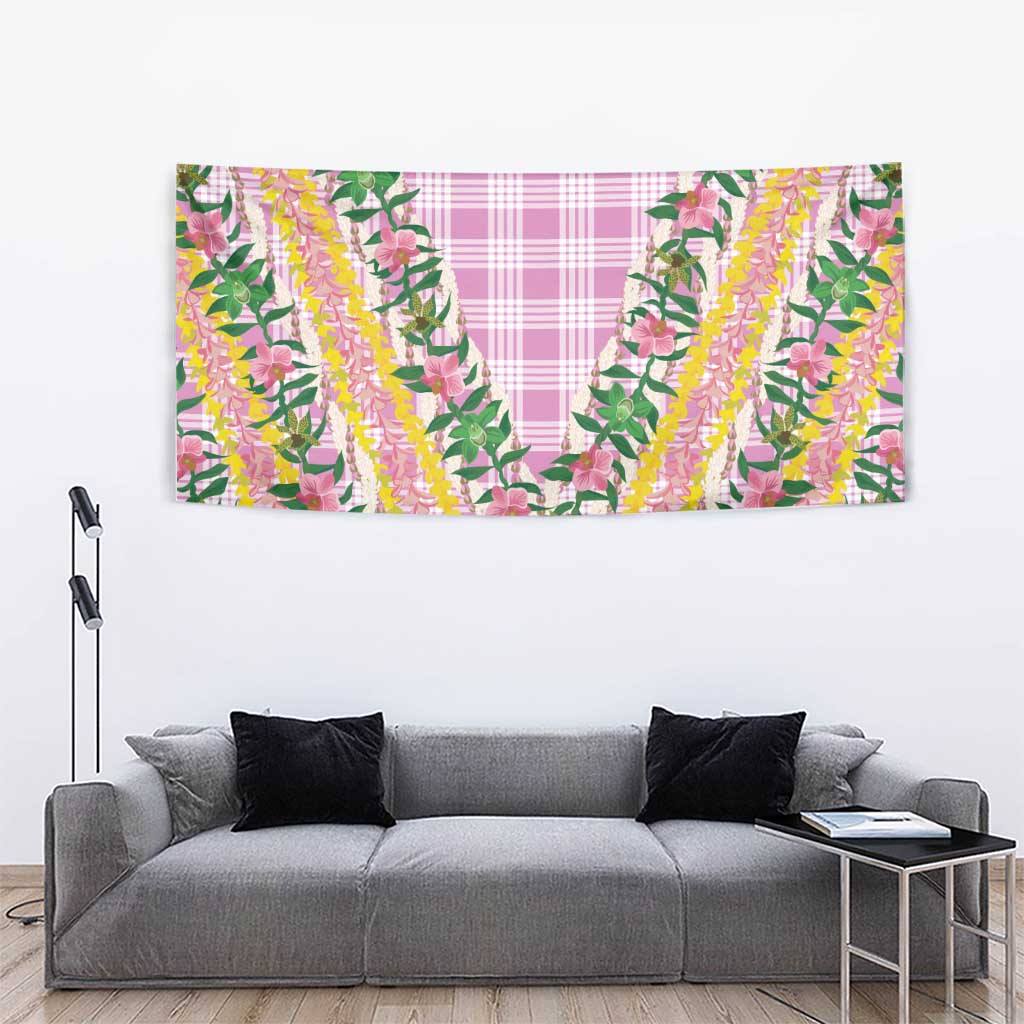 Hawaii Pikake Lokelani Plumeria Lei Tapestry Pink Palaka Motifs LT05 - Polynesian Pride