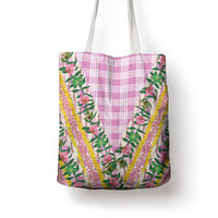 Hawaii Pikake Lokelani Plumeria Lei Tote Bag Pink Palaka Motifs LT05 - Polynesian Pride
