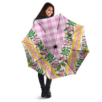Hawaii Pikake Lokelani Plumeria Lei Umbrella Pink Palaka Motifs