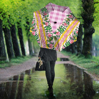 Hawaii Pikake Lokelani Plumeria Lei Umbrella Pink Palaka Motifs