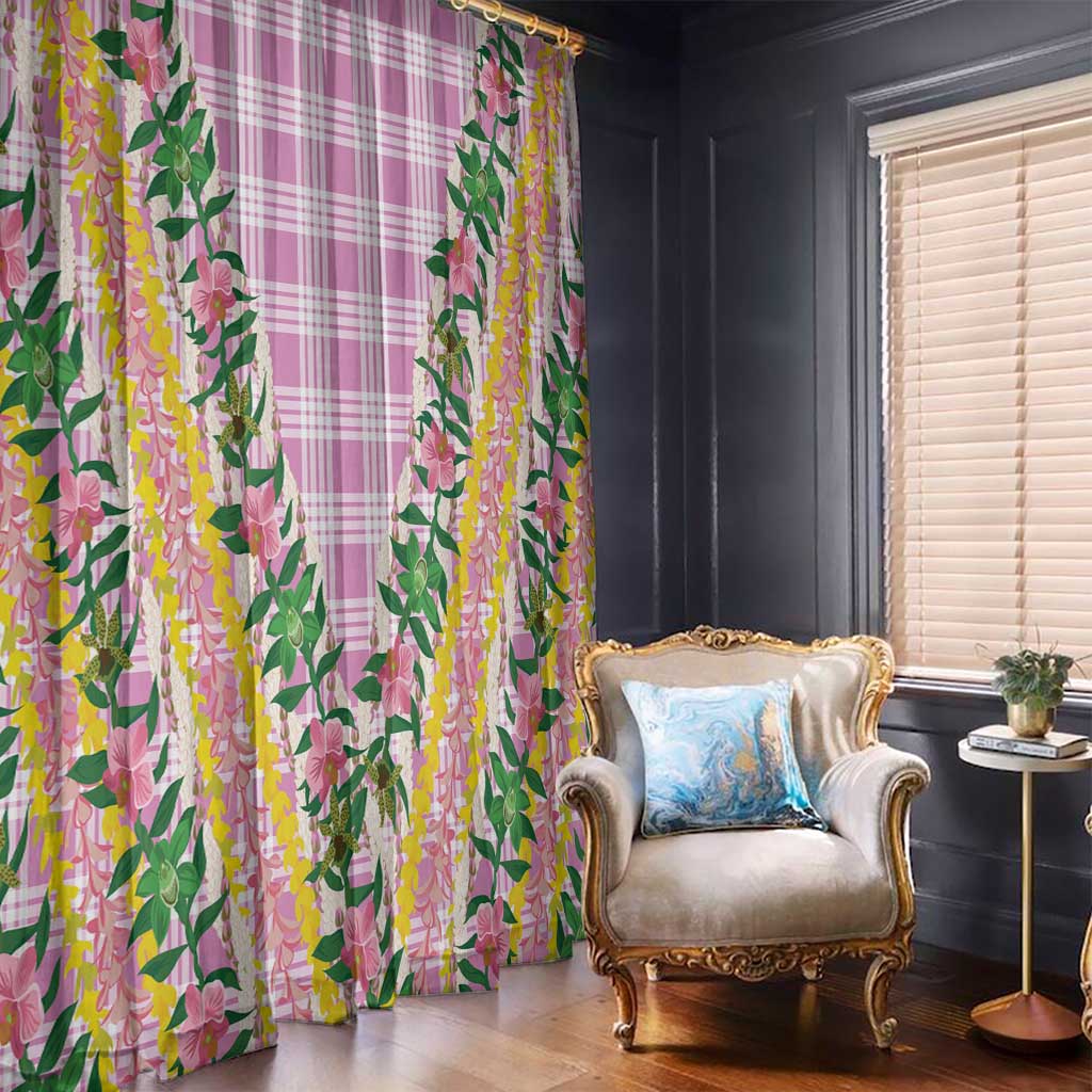 Hawaii Pikake Lokelani Plumeria Lei Window Curtain Pink Palaka Motifs LT05 - Polynesian Pride