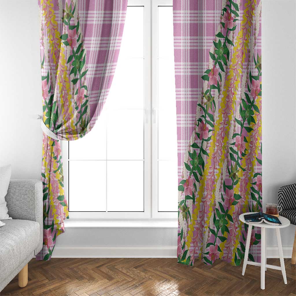 Hawaii Pikake Lokelani Plumeria Lei Window Curtain Pink Palaka Motifs LT05 - Polynesian Pride