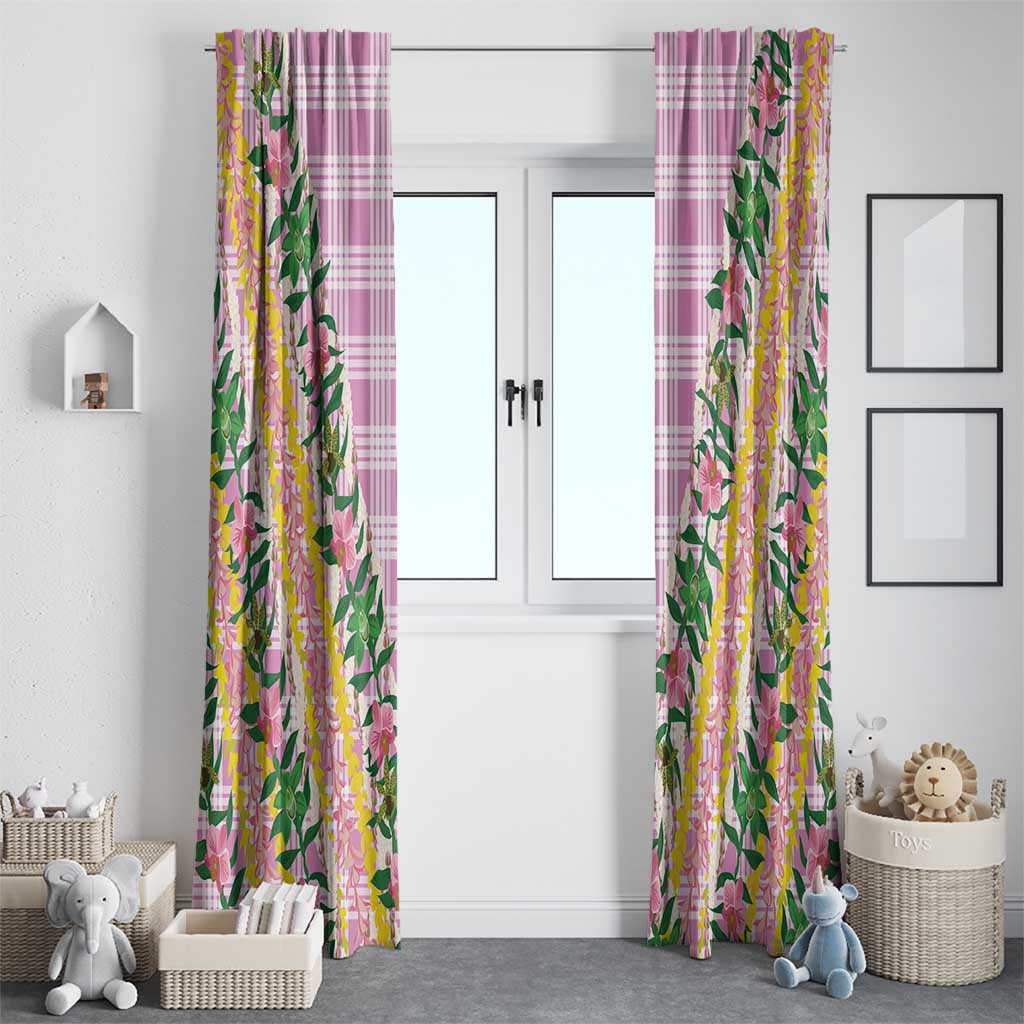 Hawaii Pikake Lokelani Plumeria Lei Window Curtain Pink Palaka Motifs LT05 - Polynesian Pride