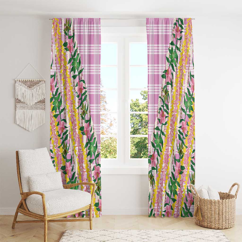 Hawaii Pikake Lokelani Plumeria Lei Window Curtain Pink Palaka Motifs LT05 - Polynesian Pride
