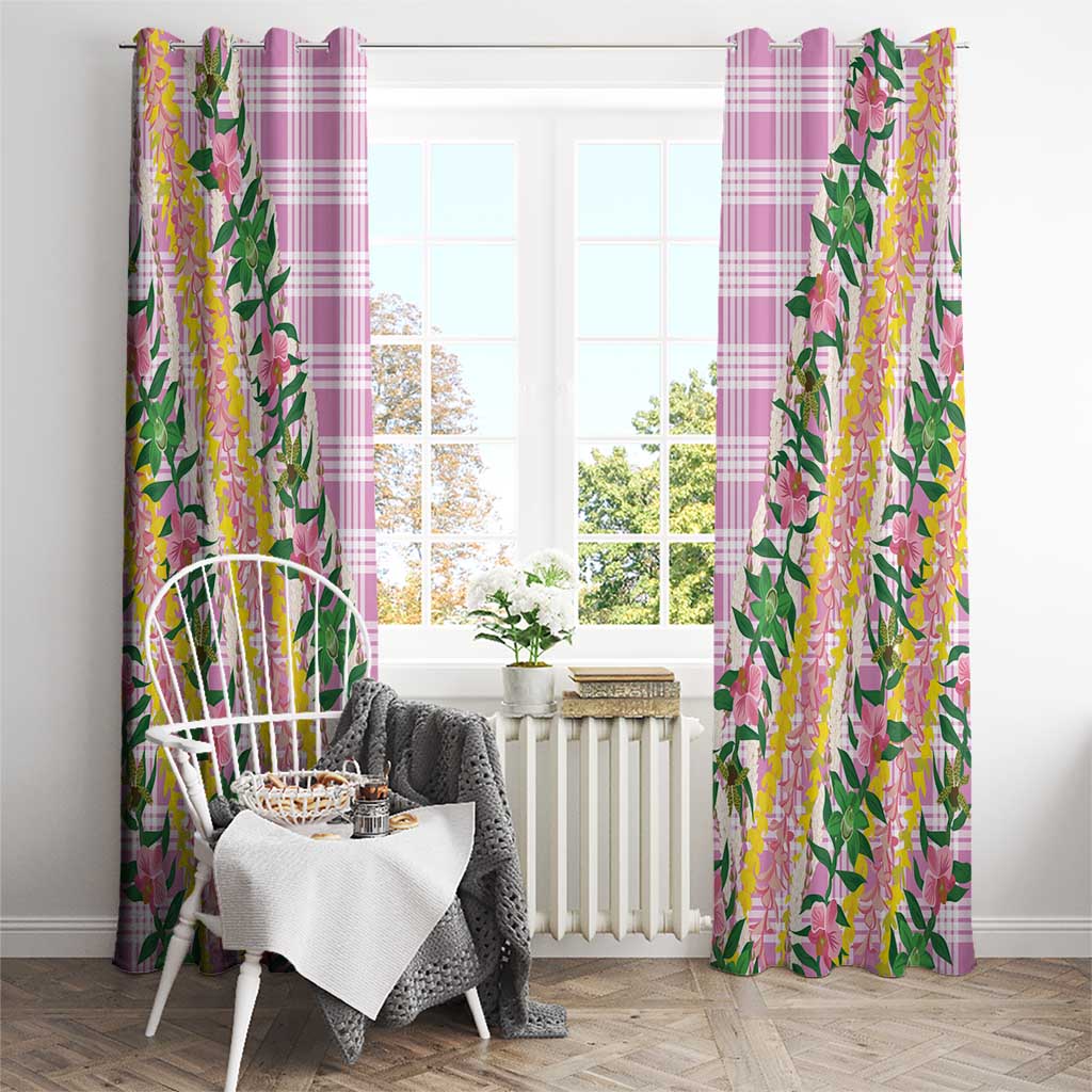 Hawaii Pikake Lokelani Plumeria Lei Window Curtain Pink Palaka Motifs LT05 - Polynesian Pride