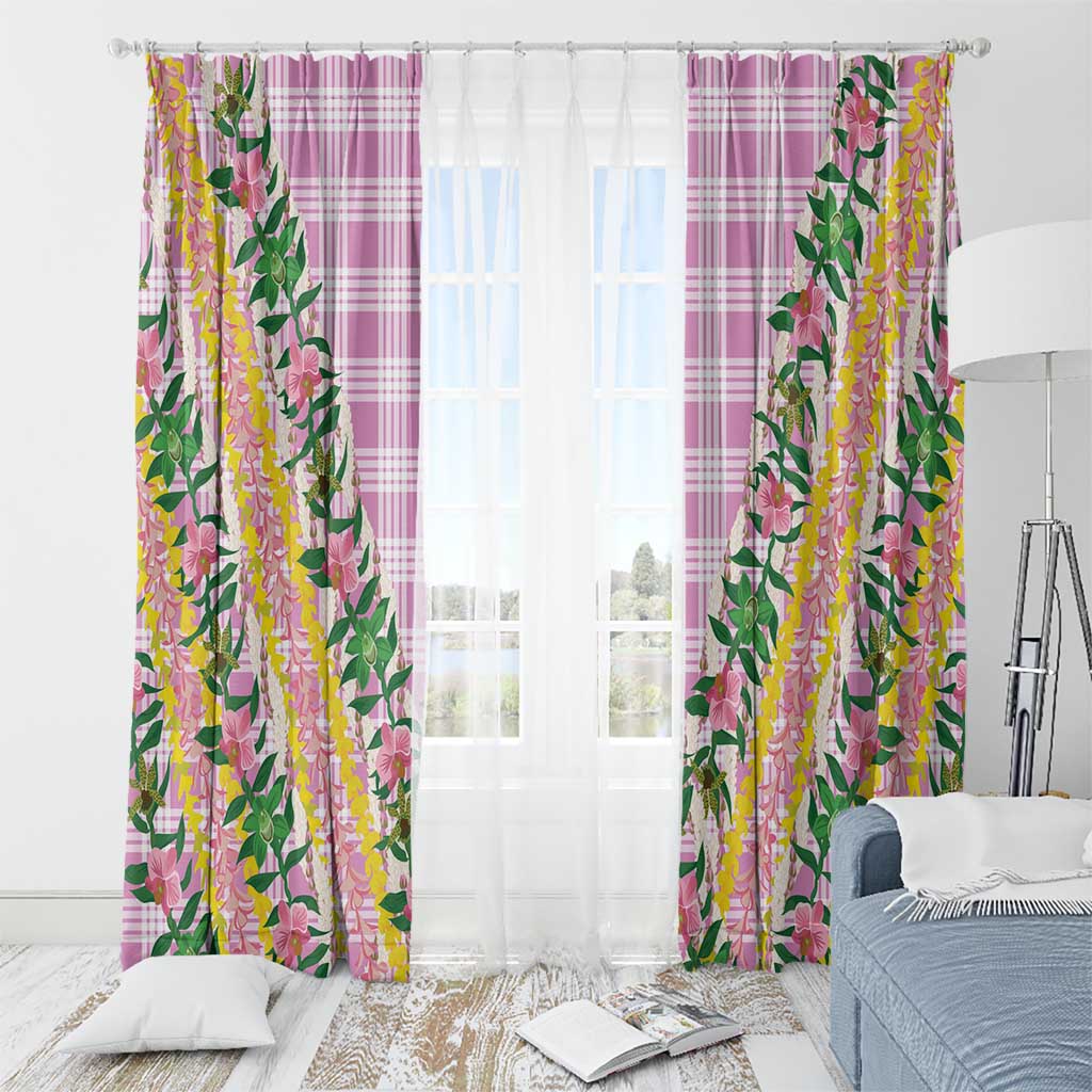 Hawaii Pikake Lokelani Plumeria Lei Window Curtain Pink Palaka Motifs LT05 - Polynesian Pride