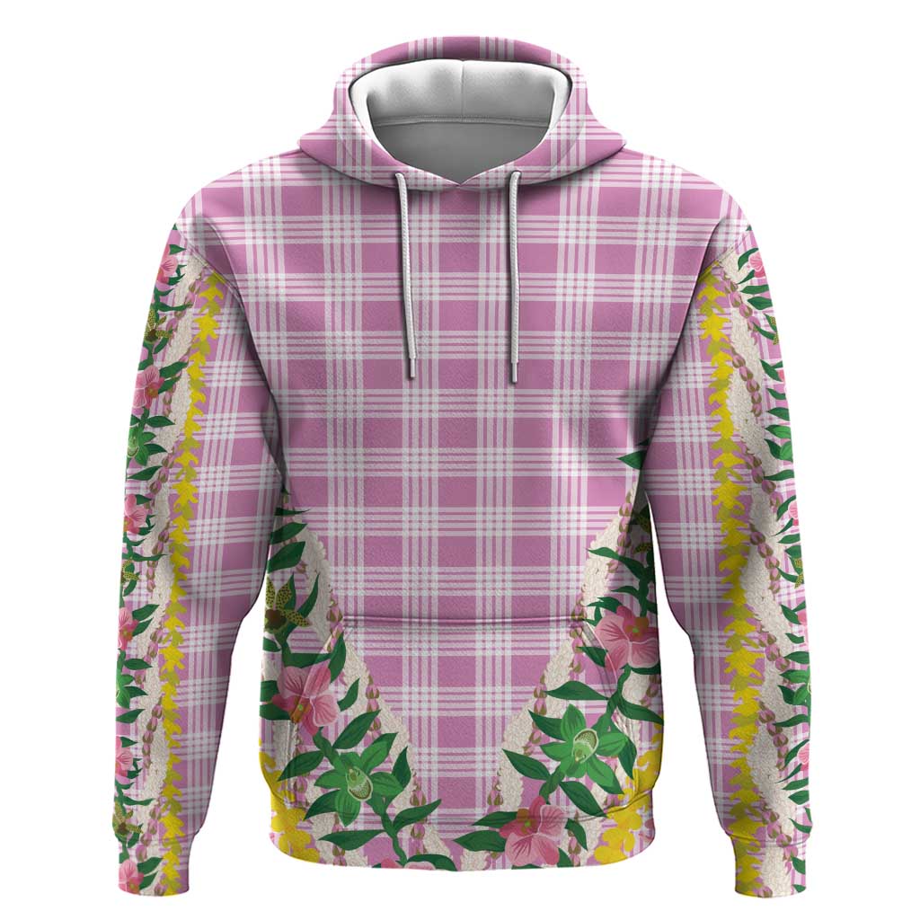 Hawaii Pikake Lokelani Plumeria Lei Zip Hoodie Pink Palaka Motifs LT05 Pullover Hoodie Pink - Polynesian Pride