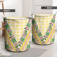 Hawaii Pikake Lokelani Plumeria Lei Laundry Basket Yellow Palaka Motifs LT05 - Polynesian Pride