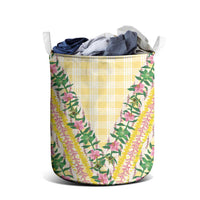 Hawaii Pikake Lokelani Plumeria Lei Laundry Basket Yellow Palaka Motifs LT05 - Polynesian Pride