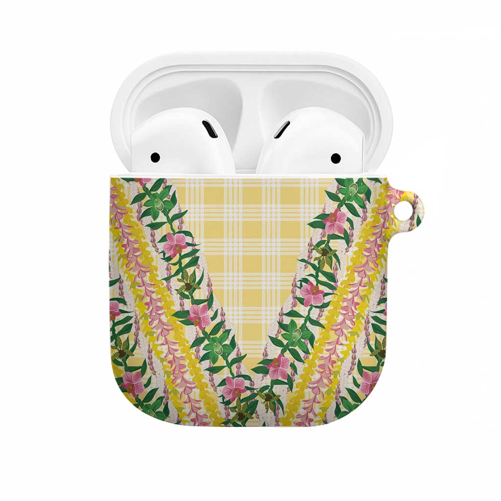 Hawaii Pikake Lokelani Plumeria Lei AirPods Case Yellow Palaka Motifs LT05 Yellow - Polynesian Pride