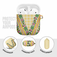 Hawaii Pikake Lokelani Plumeria Lei AirPods Case Yellow Palaka Motifs LT05 - Polynesian Pride