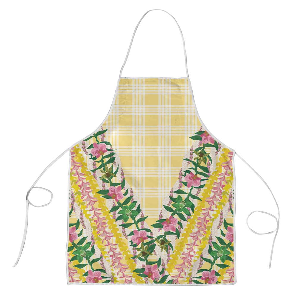 Hawaii Pikake Lokelani Plumeria Lei Apron Yellow Palaka Motifs LT05 Yellow - Polynesian Pride