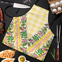 Hawaii Pikake Lokelani Plumeria Lei Apron Yellow Palaka Motifs LT05 Yellow - Polynesian Pride