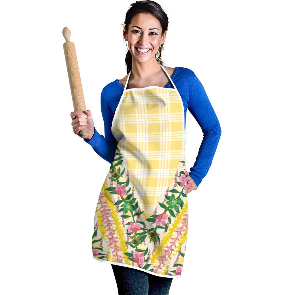 Hawaii Pikake Lokelani Plumeria Lei Apron Yellow Palaka Motifs LT05 - Polynesian Pride