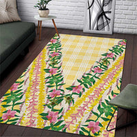Hawaii Pikake Lokelani Plumeria Lei Area Rug Yellow Palaka Motifs LT05 Yellow - Polynesian Pride