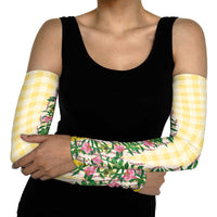 Hawaii Pikake Lokelani Plumeria Lei Arm Sleeves Yellow Palaka Motifs LT05 - Polynesian Pride