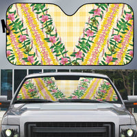 Hawaii Pikake Lokelani Plumeria Lei Auto Sun Shade Yellow Palaka Motifs LT05 Yellow - Polynesian Pride