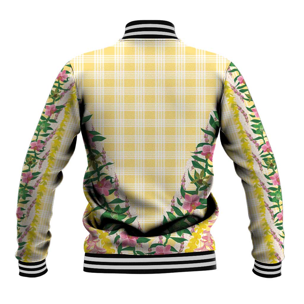 Hawaii Pikake Lokelani Plumeria Lei Baseball Jacket Yellow Palaka Motifs LT05 - Polynesian Pride