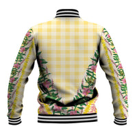 Hawaii Pikake Lokelani Plumeria Lei Baseball Jacket Yellow Palaka Motifs LT05 - Polynesian Pride