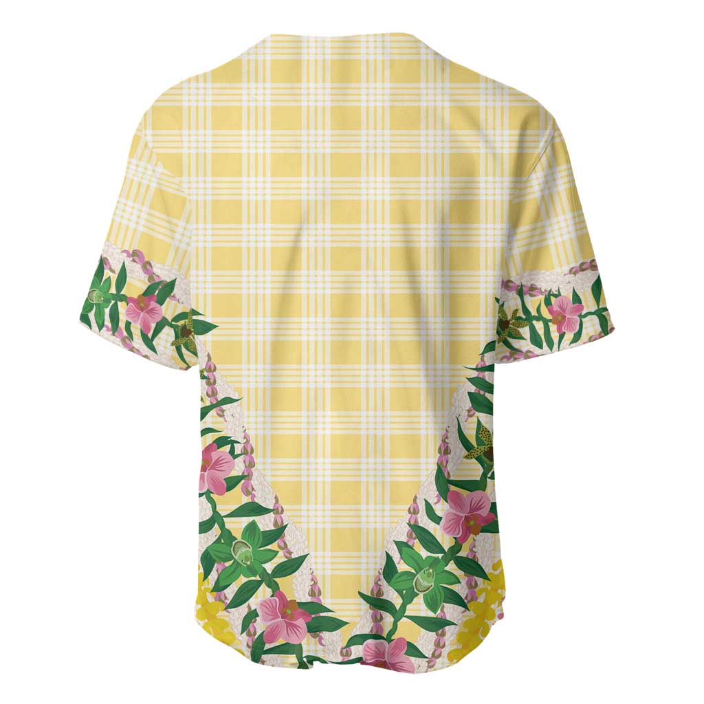 Hawaii Pikake Lokelani Plumeria Lei Baseball Jersey Yellow Palaka Motifs LT05 - Polynesian Pride