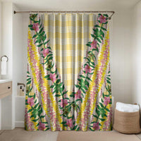 Hawaii Pikake Lokelani Plumeria Lei Bathroom Set Yellow Palaka Motifs LT05 Shower Curtain Only Yellow - Polynesian Pride