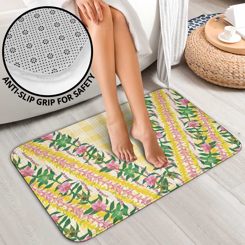 Hawaii Pikake Lokelani Plumeria Lei Bathroom Set Yellow Palaka Motifs LT05 - Polynesian Pride