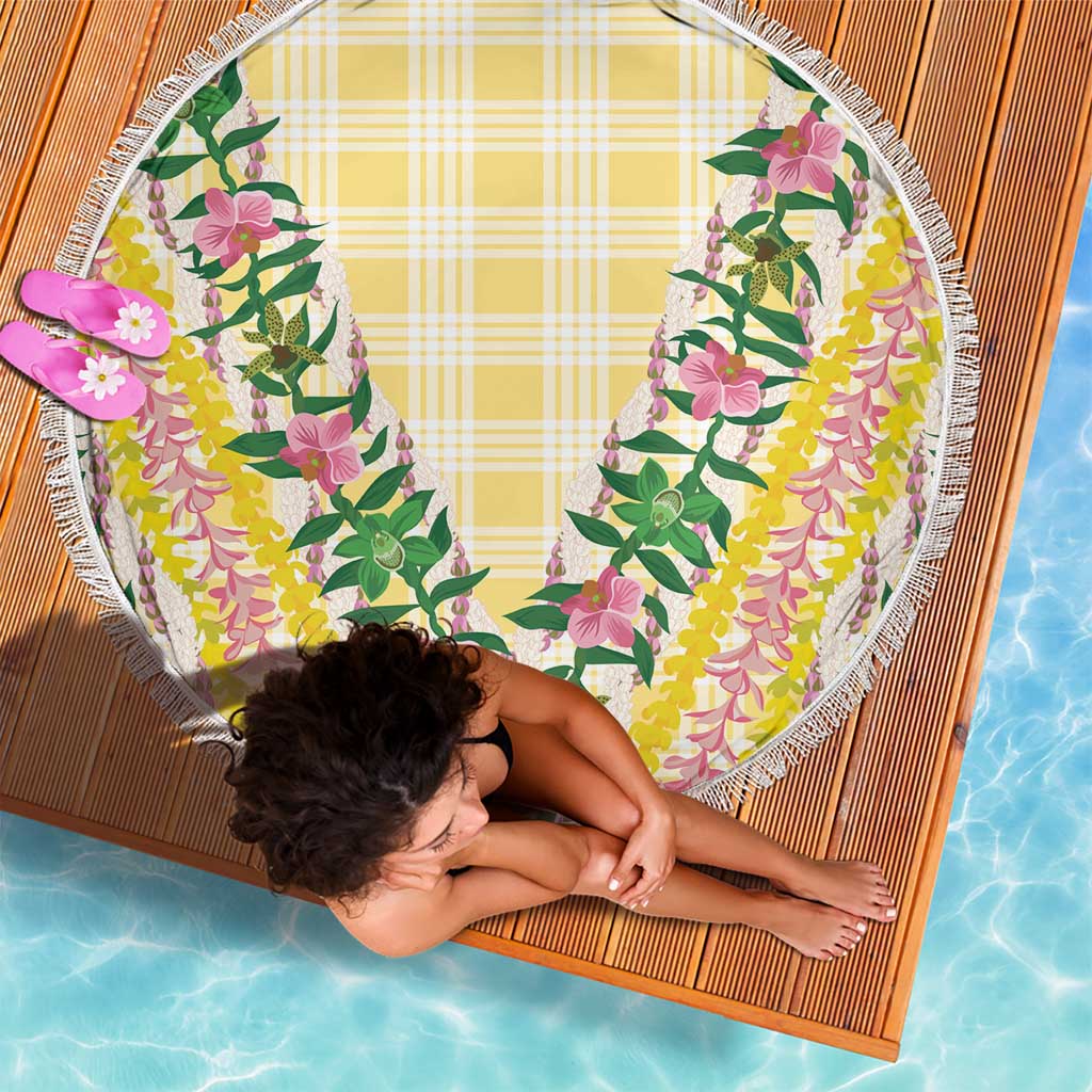 Hawaii Pikake Lokelani Plumeria Lei Beach Blanket Yellow Palaka Motifs LT05 - Polynesian Pride
