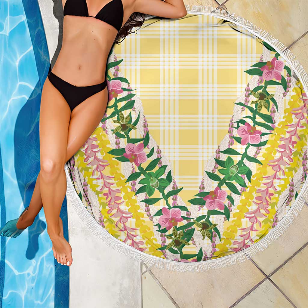 Hawaii Pikake Lokelani Plumeria Lei Beach Blanket Yellow Palaka Motifs LT05 - Polynesian Pride