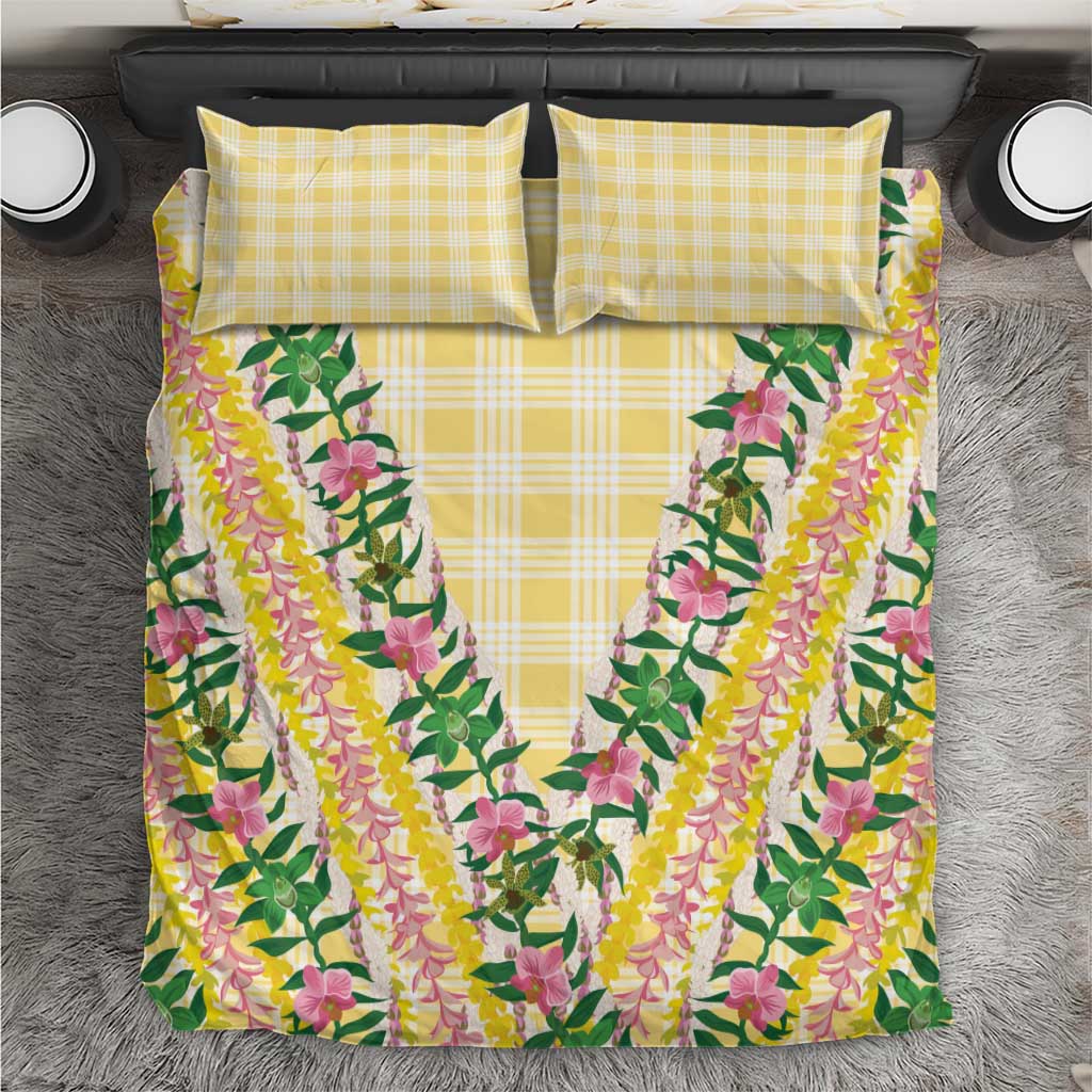 Hawaii Pikake Lokelani Plumeria Lei Bedding Set Yellow Palaka Motifs LT05 Yellow - Polynesian Pride